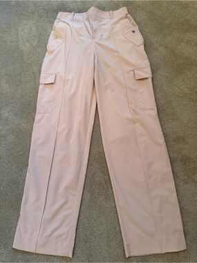 Athleta Wide-Leg Cargo Pants in Blush Pink